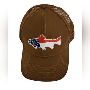 Pre-Loved Brown Fish Patch Cap with Patriotic Design